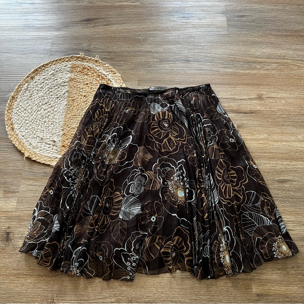 ISABELLA DE MARCO 100% Silk Floral Print Skirt